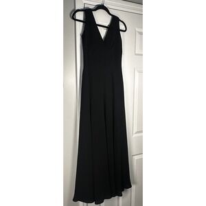 NWT Escada Coutur Black Long Dress V-Neck 100% Silk Women's Sz 36 (US Size 6)